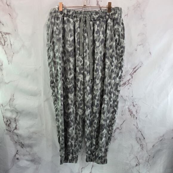 Anthropologie Pants Womens Medium Gray High Jogger Tencel Leopard Cloth Stone - Picture 1 of 11